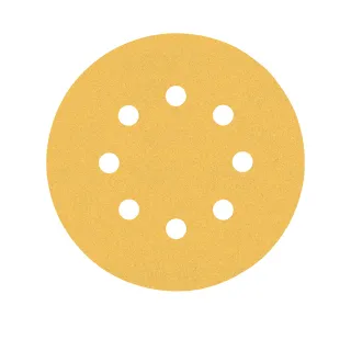 【BOSCH 博世】BOSCH 超耐久金色圓形8孔自黏砂紙(125 mm  5片/包)