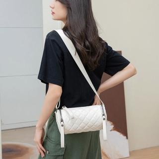 【MoonDy】母親節禮物 斜揹包 女生包包 側揹包 手拎包 小香風包包 菱格包包 圓筒包 造型包包 皮革包包 軟皮