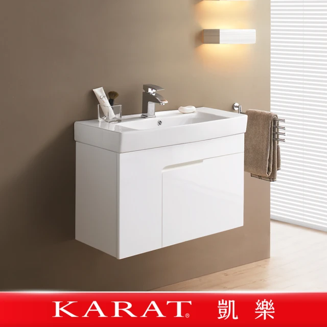 【KARAT 凱樂】米萊簡約 82公分-防水浴櫃(面盆浴櫃/PVC發泡板/鉸鏈不生鏽)