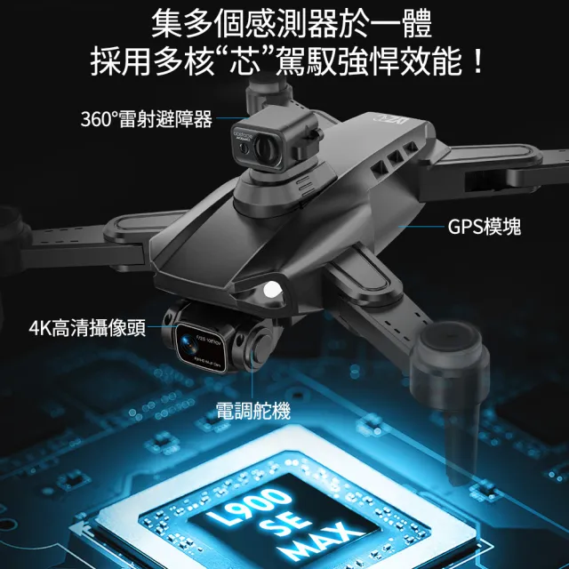 【LYZRC】GPS無人機L900 PRO無刷空拍機(360°避障 4K雙攝高清航拍機 支援1080p影片)