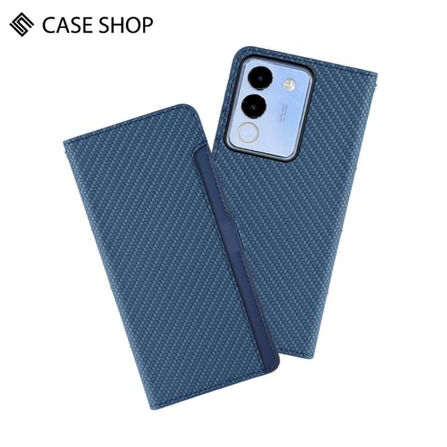 【CASE SHOP】vivo V29e 前收納側掀皮套-藍(內襯卡片夾層 翻蓋站立)