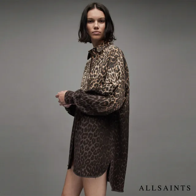 【ALLSAINTS】LILY 印花短洋裝ANIMAL BROWN WD162Z(寬鬆版型)