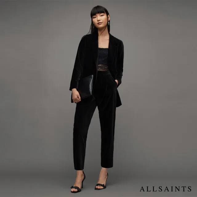 【ALLSAINTS】ALEIDA 天鵝絨中腰西裝長褲Black WT026Z(舒適版型)