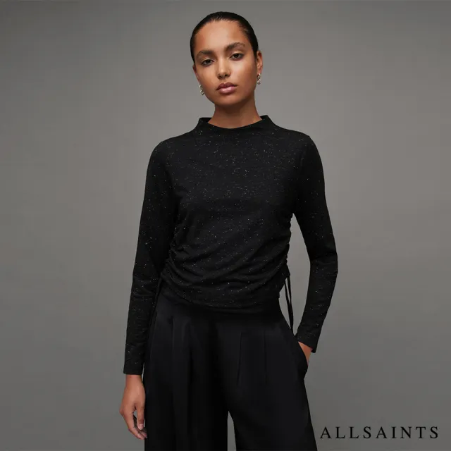 【ALLSAINTS】BETA 金屬感長袖T恤Black WM018Z(舒適版型)