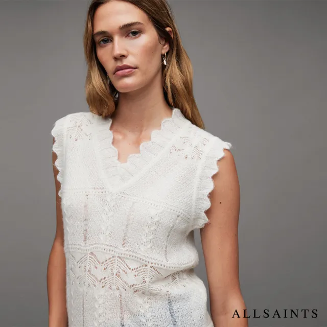 【ALLSAINTS】VANESSA 羊毛針織背心Chalk White WK036Z(修身版型)