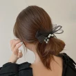 【MISS KOREA】韓國設計優雅珍珠網紗蝴蝶結造型綁髮髮繩 髮圈(珍珠髮圈 網紗髮圈 蝴蝶結髮圈)