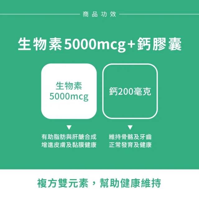 【Sundown 日落恩賜】生物素5000mcg+鈣膠囊(60粒/瓶)