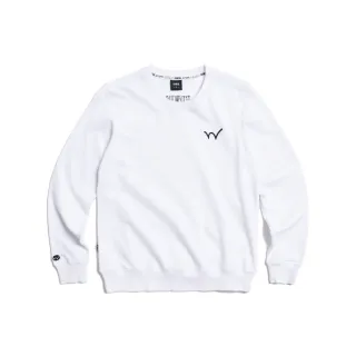 【EDWIN】女裝 經典小W繡厚長袖T恤(白色)