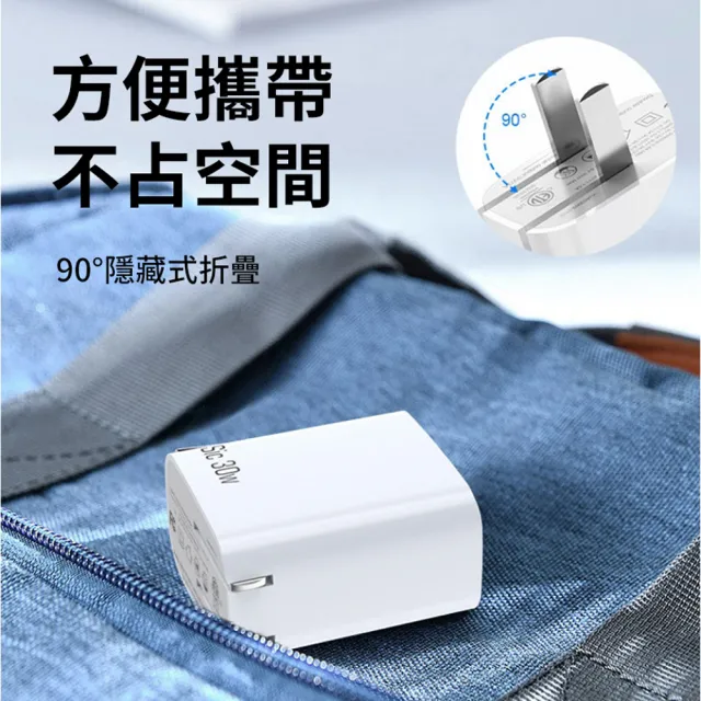 【Sic】30W PD快充三孔充電器 蘋果支援反向充電頭  iPhone15旅充豆腐頭