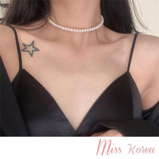 【MISS KOREA】韓國設計百搭經典珍珠頸鍊 項鍊(珍珠頸鍊 珍珠項鍊)