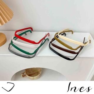 【INES】方型髮箍 純色髮箍/增高顱頂極簡純色方型髮箍 太陽眼鏡墨鏡效果髮箍 髮圈(8色任選)