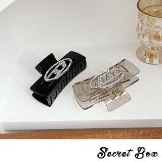 【SECRET BOX】方型抓夾 水鑽抓夾/閃耀水鑽貼飾方型抓夾 盤髮夾 鯊魚夾 馬尾夾(2色任選)