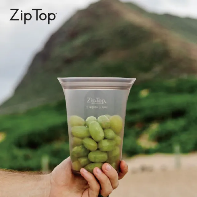 【ZipTop】美國白金矽膠袋-杯型袋M-岩石灰(16oz/473ml)