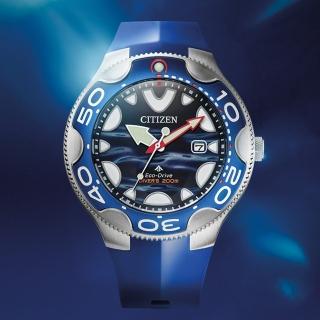 【CITIZEN 星辰】PROMASTER 殺人鯨 限量光動能200米潛水錶-46mm 母親節 禮物 男錶(BN0238-02L)