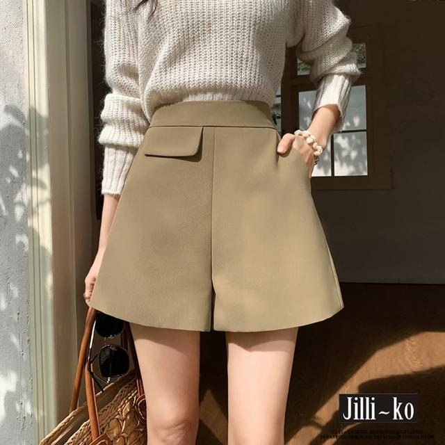 【JILLI-KO】西裝簡約設計顯瘦擴形短褲 -M/L(卡/杏)