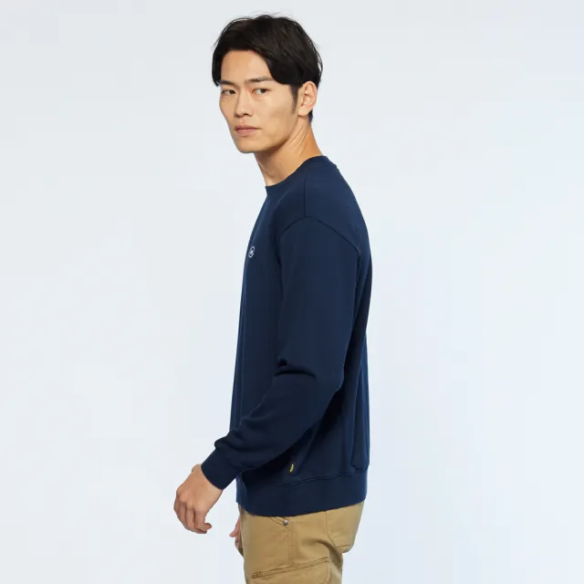 【JEEP】男裝 吉普車圖騰純棉百搭長袖T恤(深藍)