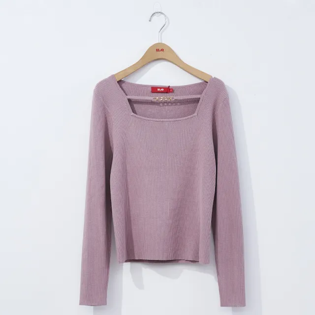 【H2O】胸前五金飾帶顯瘦合身基本毛衣 #3650002(黃/紫色)
