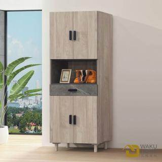 【WAKUHOME 瓦酷傢俱】Caribe日系木調3x6尺四門高鞋櫃A014-F824