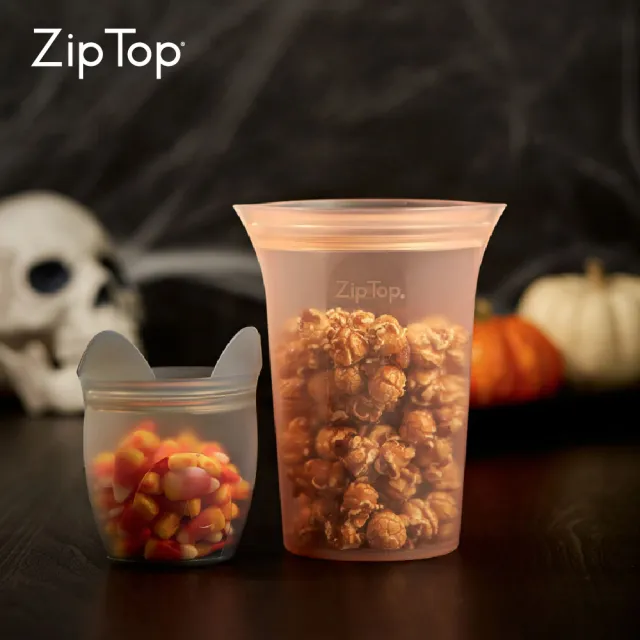 【ZipTop】美國白金矽膠袋-杯型袋L-蜜桃橘(24oz/710ml)