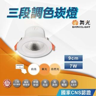 【DanceLight 舞光】7W 9公分三段調色晶透崁燈(白光 自然光 黃光 三段變色崁燈)