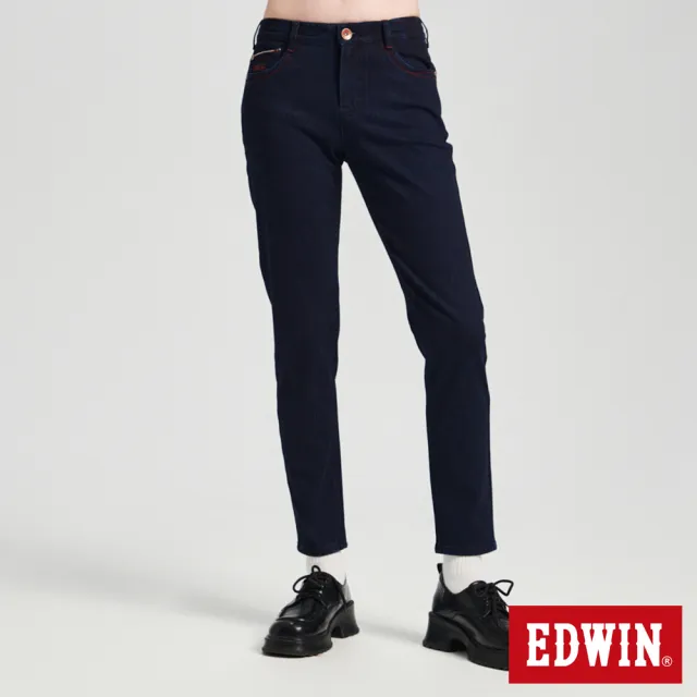 【EDWIN】女裝 東京紅360°迦績彈力機能錐形牛仔褲(原藍色)