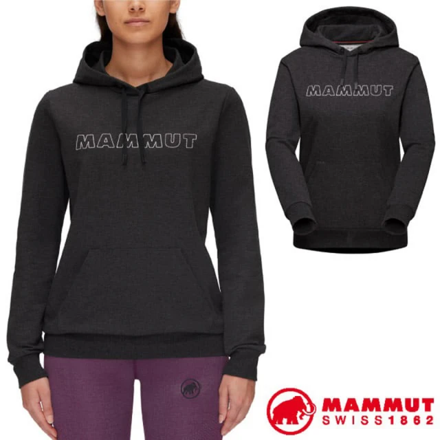 【Mammut 長毛象】女 Logo ML Hoody 彈性柔軟保暖連帽長袖T恤(1014-02152-0033 黑)