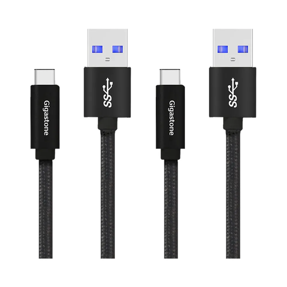 【Gigastone 立達國際】鋁合金USB 3.1 Gen 1 Type-C 充電傳輸線2入組GC-6800B(iPhone15/安卓手機充電首選)