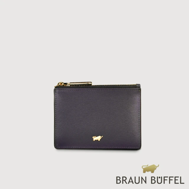 BRAUN BUFFEL 德國小金牛 台灣總代理 城市 拉鍊零錢包-午夜藍(BF817-163-MNB)