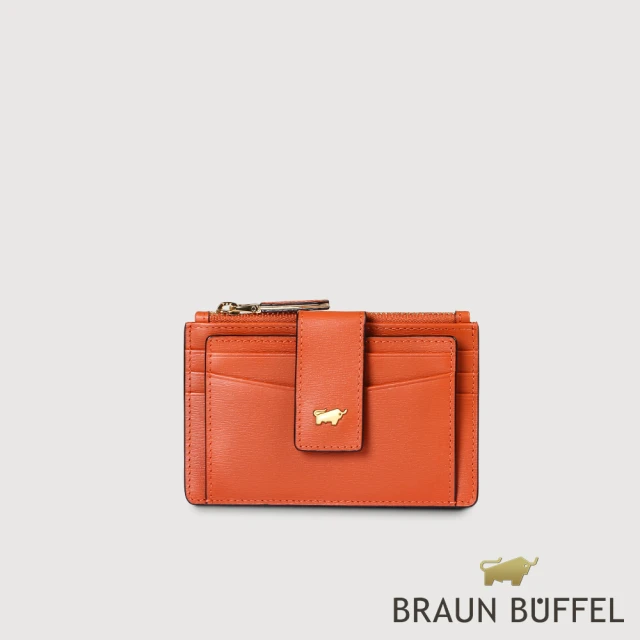 BRAUN BUFFEL 德國小金牛 台灣總代理 城市 拉鍊零錢袋卡夾-赤陶色(BF817-145-TC)