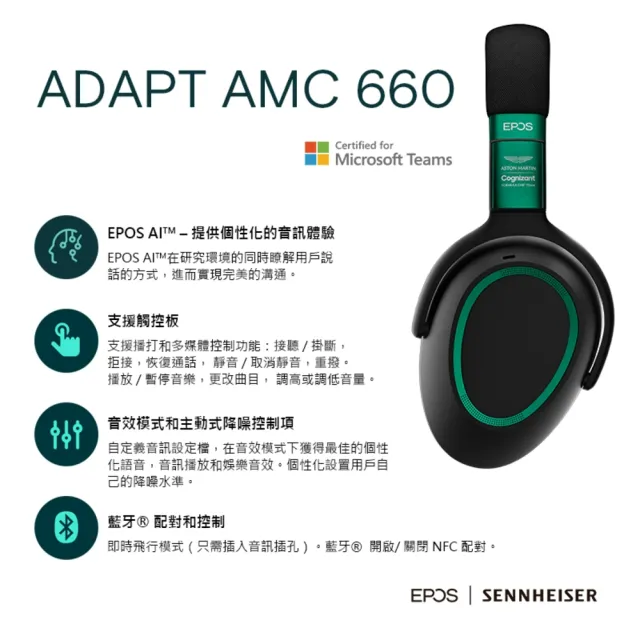 EPOS】ADAPT 660 AMC F1奧斯頓馬丁ASTON MARTIN車隊限定聯名款無線藍牙