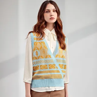 【ILEY 伊蕾】俏皮幾何造型交疊曲珠紗針織寬肩背心(淺藍色；M-XL；1224015706)