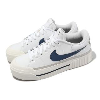【NIKE 耐吉】休閒鞋 Wmns Court Legacy Lift 女鞋 男鞋 白 藍 厚底 增高 復古 皮革 小白鞋(DM7590-104)