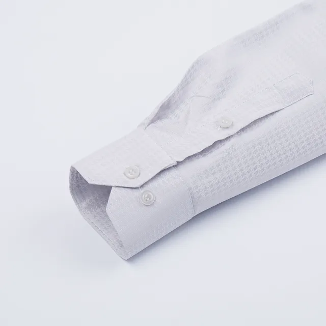 【ROBERTA 諾貝達】男裝 素面織紋 吸濕排汗休閒長袖襯衫(淺灰)