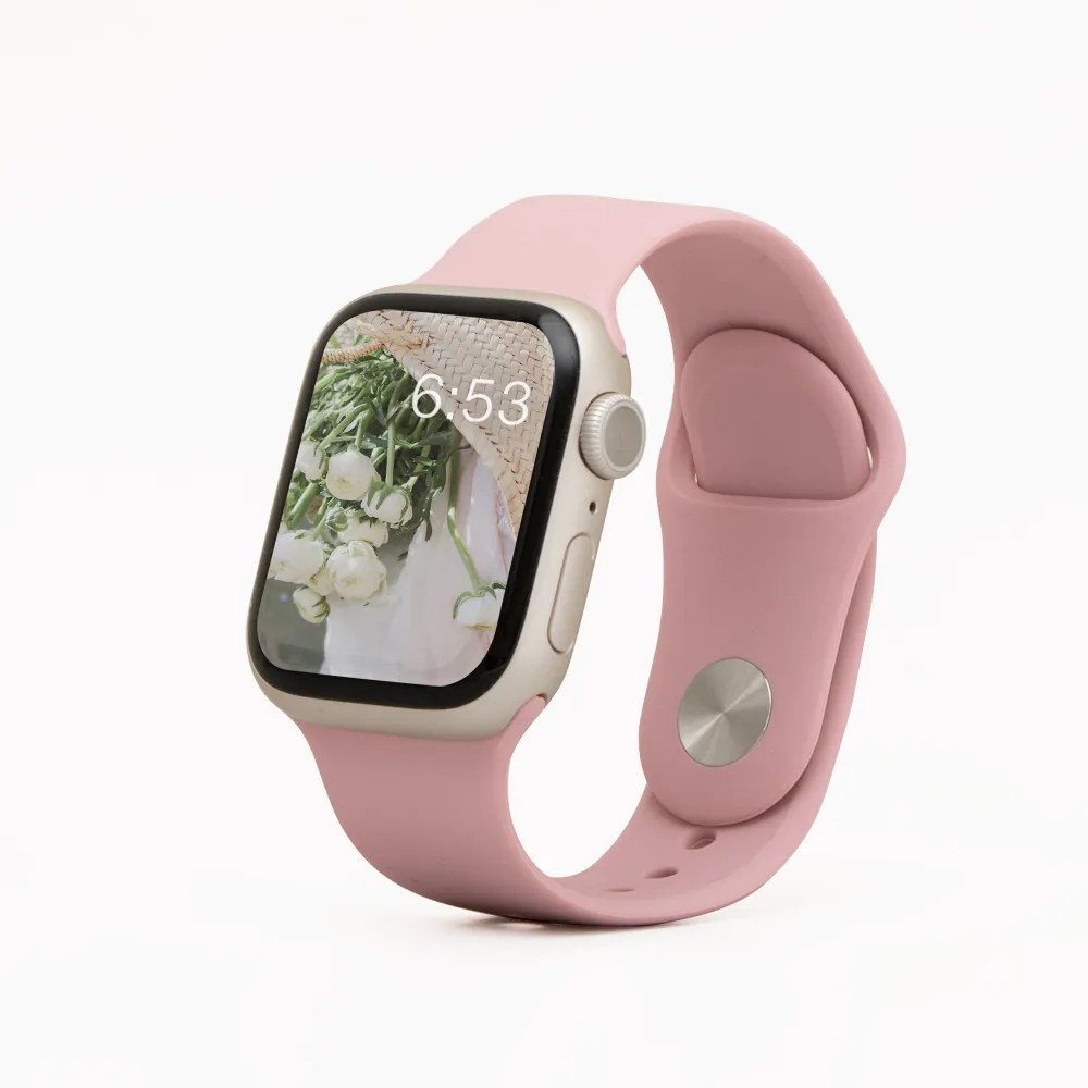 【General】Apple Watch 錶帶 9/8/7/6/5/4/3/2/1 簡約舒適防水矽膠壓扣運動錶帶(莓果粉)