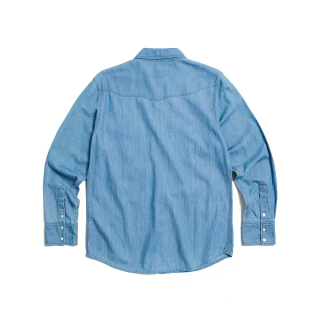 【EDWIN】男裝 西部式長袖牛仔襯衫(漂淺藍)