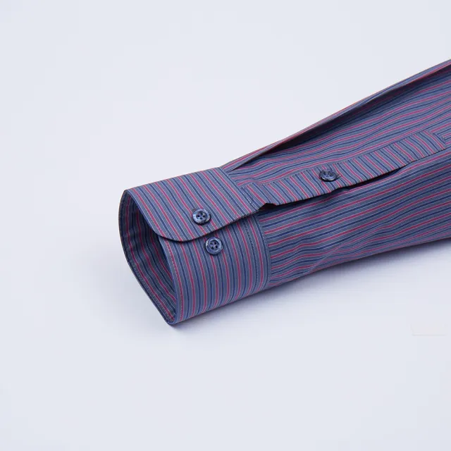 【ROBERTA 諾貝達】台灣製 奧地利素材 修身版 柔軟透氣純棉長袖襯衫(紫)