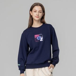 【moz】瑞典 字母駝鹿 100%純棉 大學T-海軍藍 女款(亞洲版)