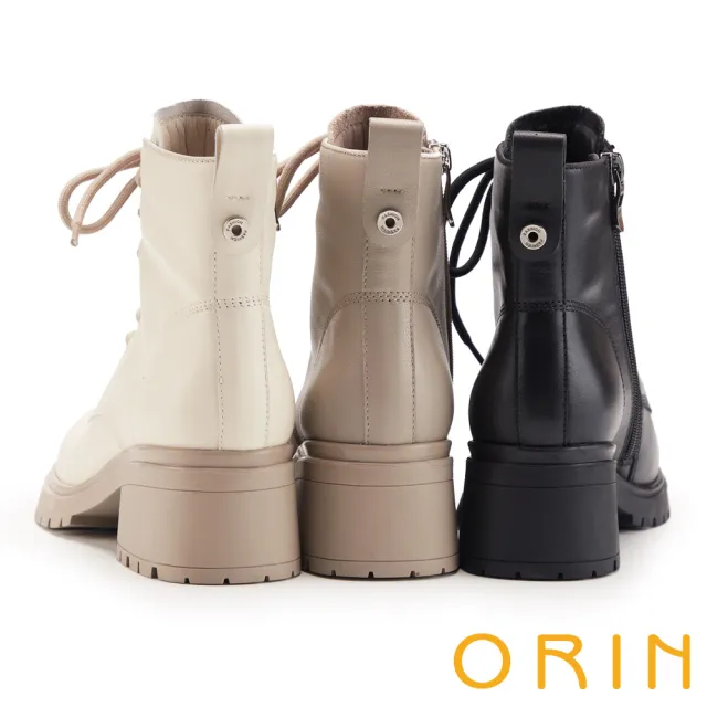 【ORIN】真皮拉鍊綁帶馬丁靴(黑色)