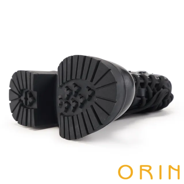 【ORIN】真皮拉鍊綁帶馬丁靴(黑色)