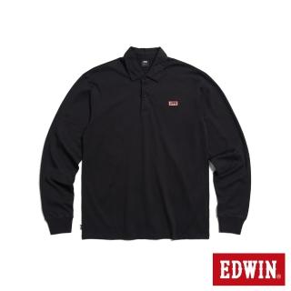 【EDWIN】男裝 小LOGO薄長袖POLO衫(黑色)