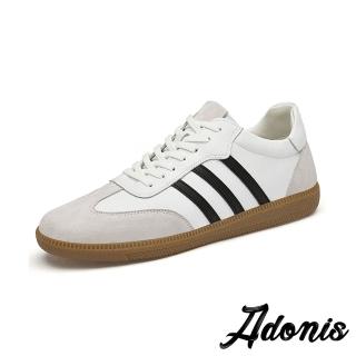 【Adonis】真皮休閒鞋 平底休閒鞋/真皮經典拼接時尚平底休閒鞋-男鞋(白)