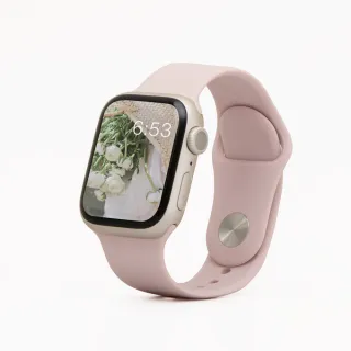 【General】Apple Watch 錶帶 9/8/7/6/5/4/3/2/1 簡約舒適防水矽膠壓扣運動錶帶(裸砂粉)