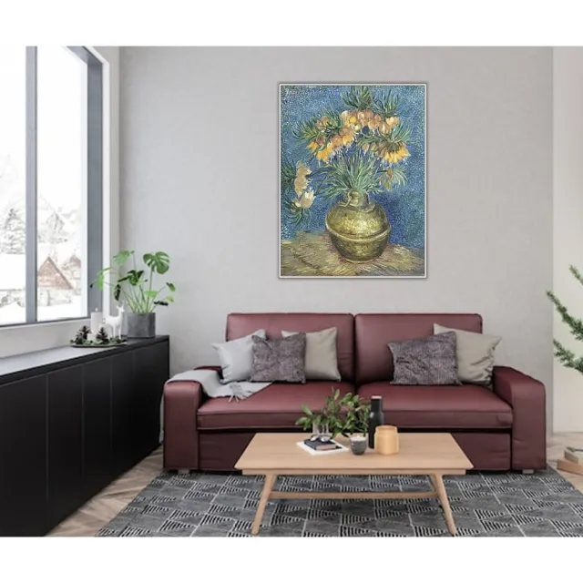 《貝母花》梵谷．後印象派 世界名畫 經典名畫 風景油畫-白框60x80CM