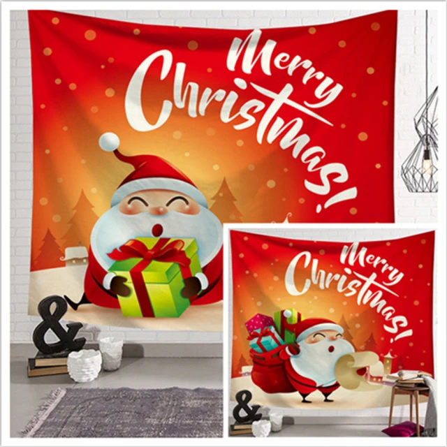 【北熊の天空】Q版聖誕掛布 裝飾牆布 聖誕老人 牆壁裝飾毯 耶誕掛布 掛布 ins(掛毯 聖誕掛毯 背景布)