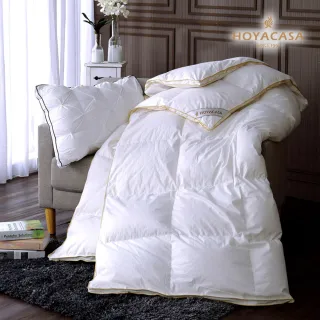 【HOYACASA】贈法蘭絨毯或舒眠枕2入-法國90/10立體隔間羽絨被 冬被(單人/雙人)