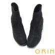 【ORIN】輕奢彈力方頭粗跟貼腿短靴(黑色)