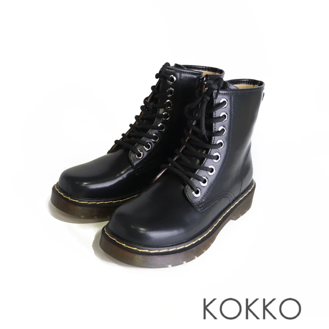 KOKKO 集團 經典個性帥氣綁帶馬汀短靴(黑色)