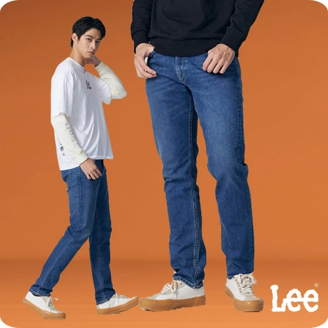 Lee 男裝 牛仔褲 / 705 中腰標準小直筒 雙皮牌 中藍洗水(LB31705998D)