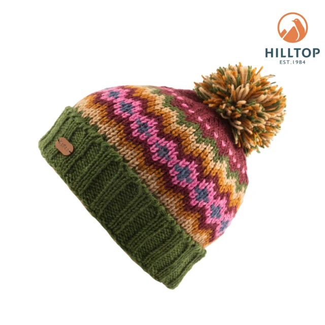 Hilltop 山頂鳥 KuSan 多色針織花紋毛球保暖羊毛帽 綠｜PH41XXZ6KUM0