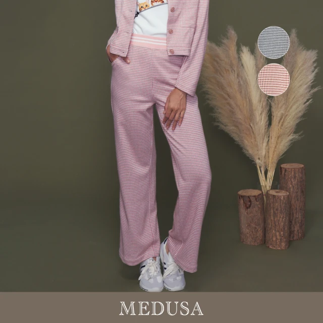 MEDUSA 曼度莎MEDUSA 曼度莎 現貨-千鳥格絨感長寬褲 - 2色（M-XL）｜女長褲 女寬褲 造型寬褲 冬新品(201-5130B)